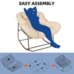 Moasis Oversized Outdoor Papasan Rocking Chair with Cushion - Patio Basket Chair - image 4