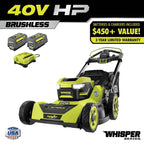 Ryobi 40V HP Brushless 21-in Self-Propelled AWD Lawn Mower – Whisper Series – Includes (2) 6.0Ah Batteries and Charger - image 2