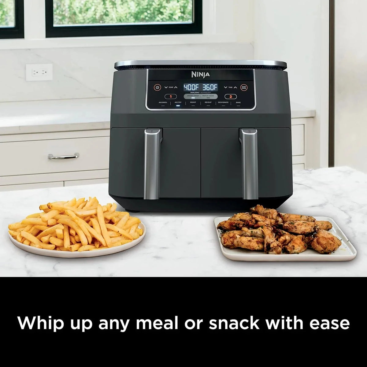 Ninja Foodi 10QT 6-in-1 DualZone Smart XL Air Fryer, 2 Independent 5QT Baskets, Smart Cook Thermometer, Match Cook, Smart Finish, Air Fry, Roast, Bake, Dehydrate, Reheat, Grey, DZ550 - image 12