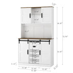 Rustic White Farmhouse Bar Cabinet with Sliding Barn Door - Spacious Kitchen Buffet and Coffee Bar Sideboard Table - image 3