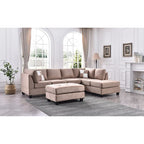 Malone 111-Inch Suede 4-Seater Sectional Sofa with Two Throw Pillows - Dimensions: 111L x 78W x 34H - image 29