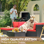 Devoko 5 Pieces Patio Furniture Sets All Weather Outdoor Sectional Patio Sofa Manual Weaving Wicker Rattan Patio Seating Sofas with Cushion and Glass Table(Beige) - image 51
