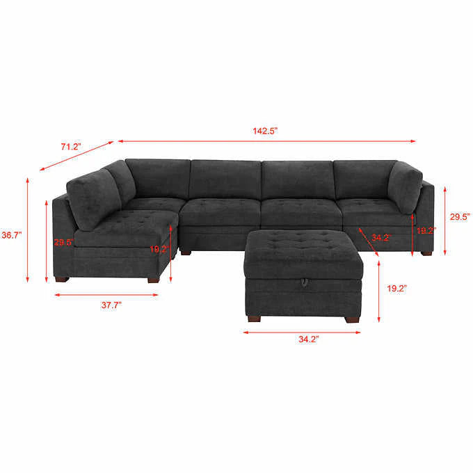 Thomasville Tisdale Fabric Sectional with Storage Ottoman - image 5