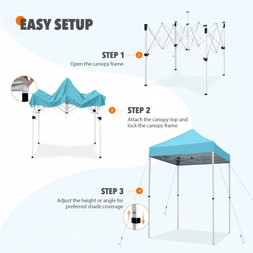 EAGLE PEAK 5x5 Pop up Canopy Tent Instant Outdoor Canopy Easy Set - up Straight Leg Folding Shelter（blue） - image 158