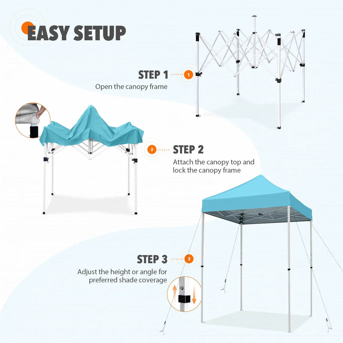 EAGLE PEAK 5x5 Pop up Canopy Tent Instant Outdoor Canopy Easy Set - up Straight Leg Folding Shelter（blue） - image 158