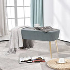 Adeco Velvet Footrest Bench with Metal Legs - Stylish Bed End Stool and Dressing Chair - image 21