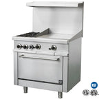 36 in. Commercial Oven Range 2 Hot Grates and 24" Flat Griddle Stove NSF 153,000BTU - image 1