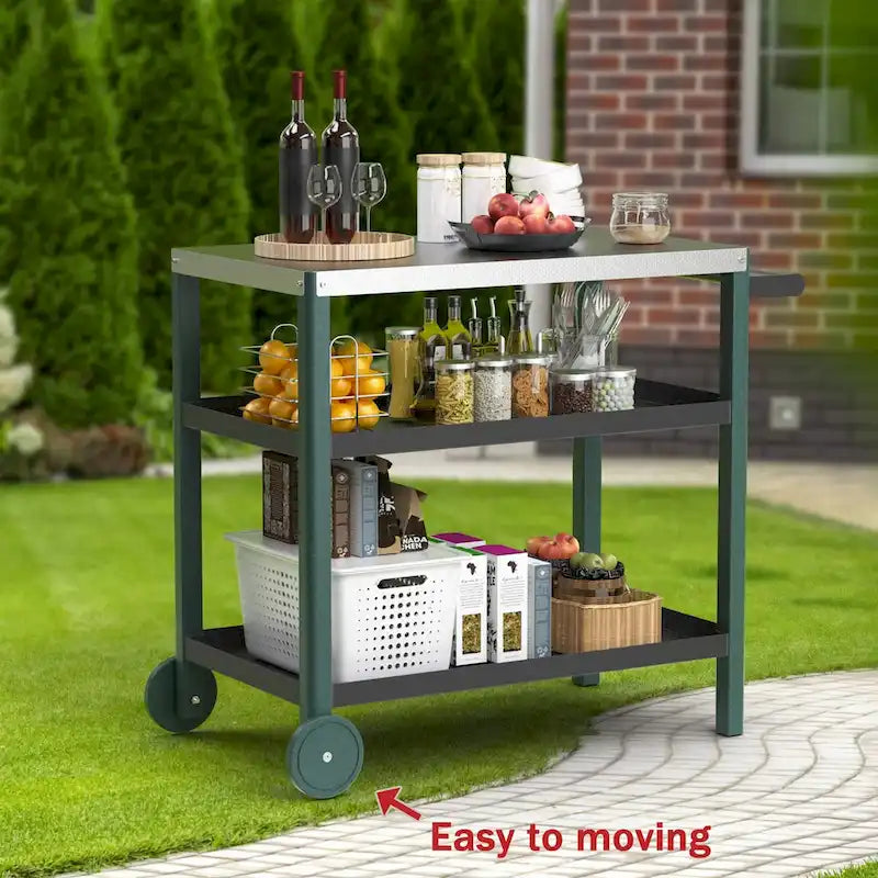 Portable Kitchen Island Grill Cart for Patios - image 31