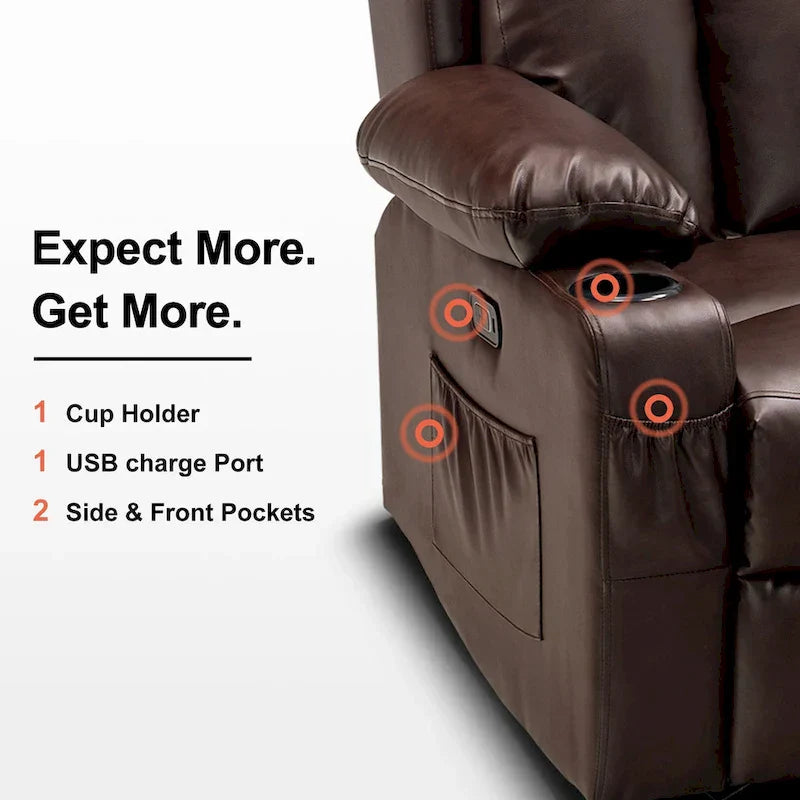 MCombo Faux Leather Electric Reclining Sofa with Heat and Massage - Models 6095/6075/6077 - image 9