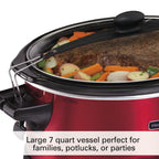 Hamilton Beach Stay or Go Programmable Slow Cooker with Party Dipper, 7 Quart Capacity, Removable Crock, Red, 33478 - image 5