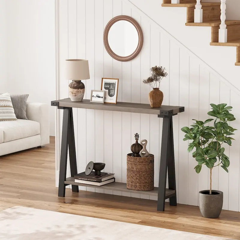 2-Tier Entryway Sofa Table with Storage Shelf - image 1