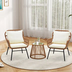 3-Piece Patio Conversation Bistro Set, Outdoor Rattan Furniture Set with Glass Table & 2 Wide Armchairs, Seat Cushions - image 23