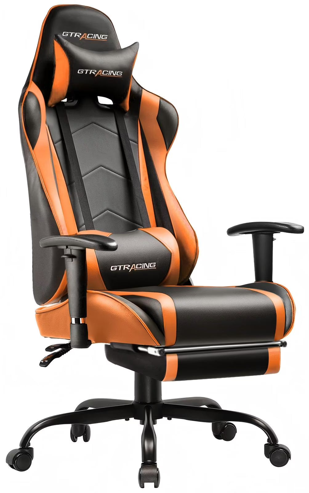 GTRACING Gaming Chair, Ergonomic Office Desk Chair with Lumbar Support, PU Leather, Footrest & Adjustable Headrest, Red - image 9