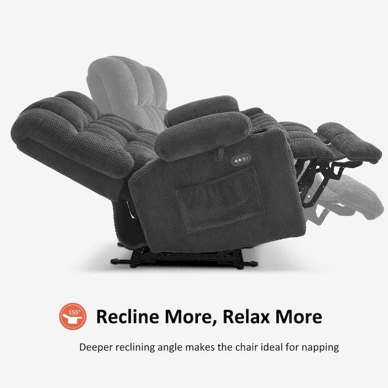MCombo Power Loveseat Recliner, Electric Reclining Loveseat Sofa with Heat and Vibration, Cupholders, USB Charge Ports RS6314 - image 18