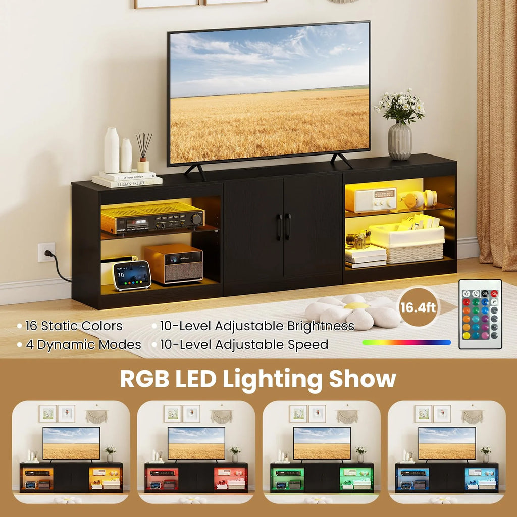 Tangkula TV Stand for TVs up to 85 Inches LED Entertainment Center with Power Outlets - image 5
