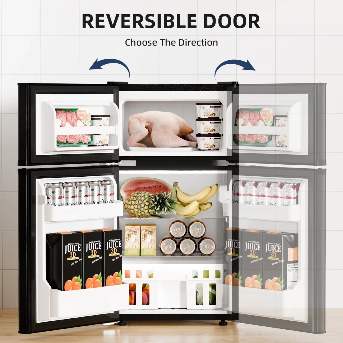 FREE VILLAGE Compact Refrigerator with Freezer,2 Door Mini Fridge,Adjustable Shelf,Small Fridge for Bedroom Office Dorm Kitchen,3.2 Cu.Ft. - image 4