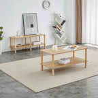 39-Inch Coffee Table with Two-Tier Design and Rubberwood Legs - image 6