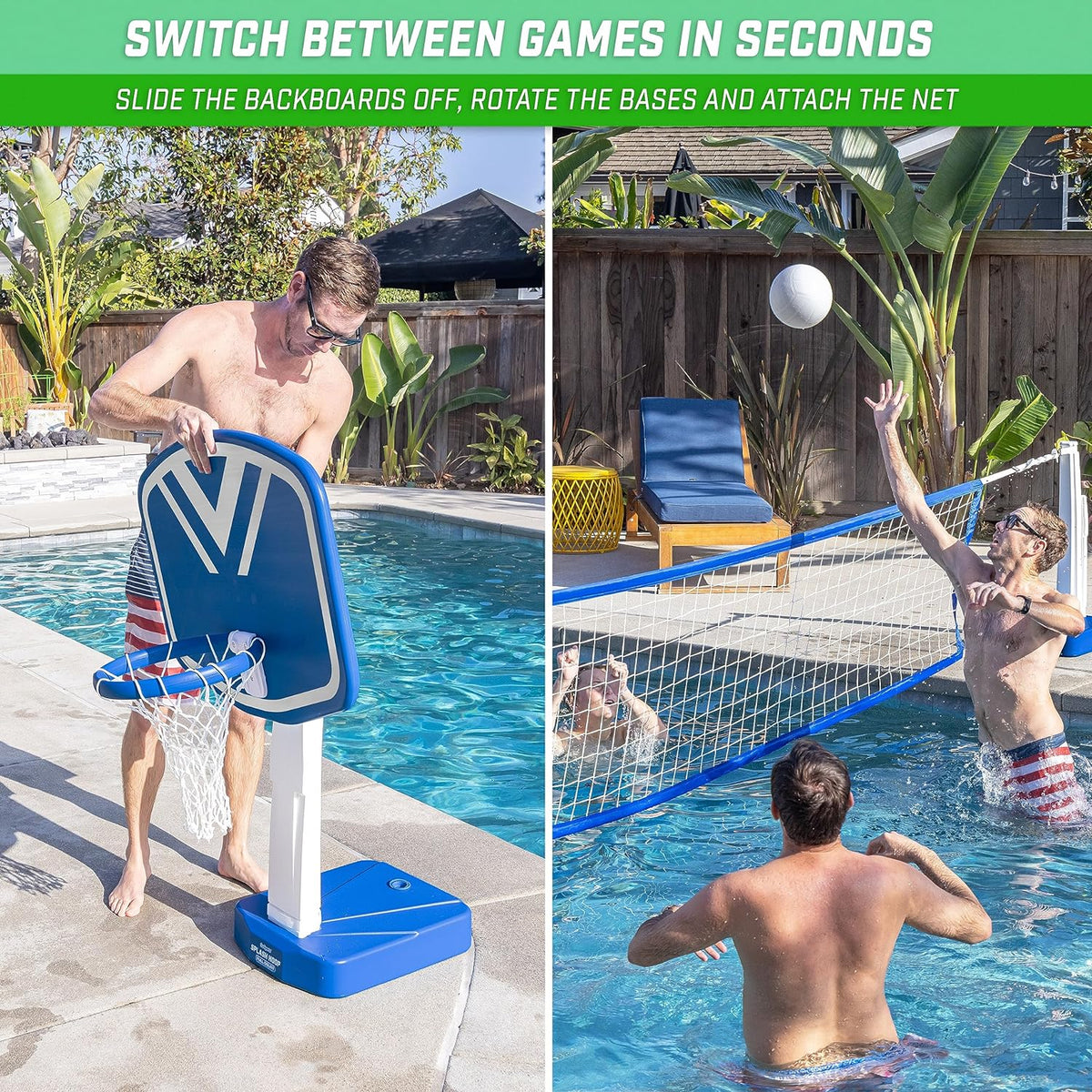 Splash Hoop 2-in-1 Full Court Pool Basketball & Volleyball Game Set - image 3