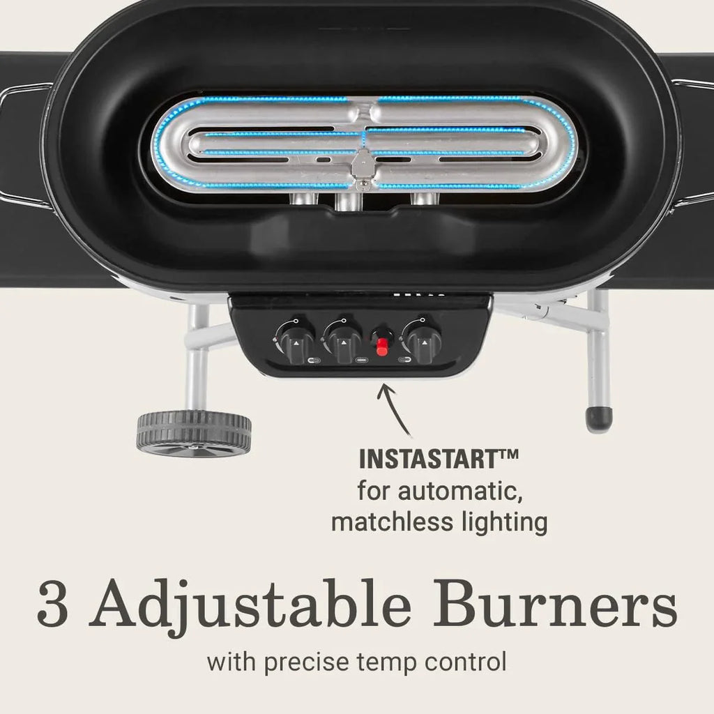 RoadTrip 285 Portable Stand-Up Propane Grill with 3 Adjustable Burners & Instastart Ignition, 20,000 BTUs of Power for Outdoor Cooking, Camping, Tailgating, Grilling, BBQs, & More - image 8