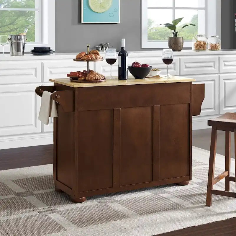 Kitchen Island Cart with Drawers Cabinets and Storage Rack on Wheels - image 2