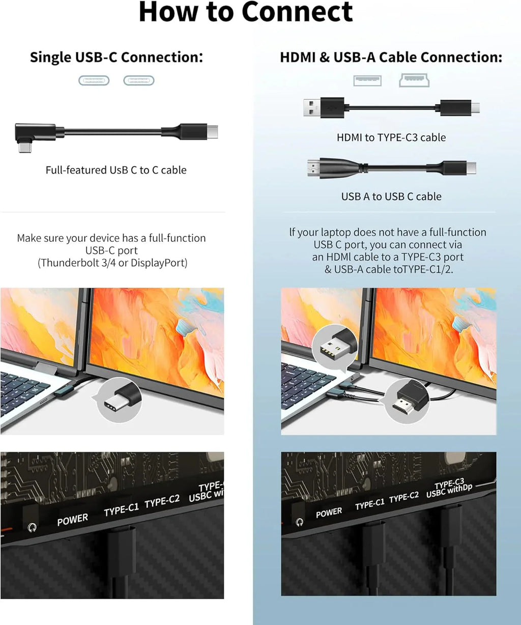 Laptop Screen Extender - 15.6" FHD 1080P Portable Monitor for Laptop, Detachable & Plug and Play Dual Laptop Monitor Extender for 13"-17.3" Laptops, Compatible with Wins/Mac/Android/Chrome - image 5