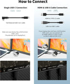 Laptop Screen Extender - 15.6" FHD 1080P Portable Monitor for Laptop, Detachable & Plug and Play Dual Laptop Monitor Extender for 13"-17.3" Laptops, Compatible with Wins/Mac/Android/Chrome - image 5