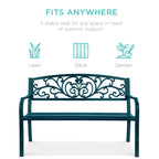 Best Choice Products Outdoor Steel Bench Garden Patio Porch Furniture W/ Floral Design Backrest - Black - image 96