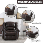 CANMOV Leather Recliner Chair, Classic and Traditional Manual Recliner Chair with Comfortable Arms and Back Single Sofa for Living Room, Nut Brown - image 39