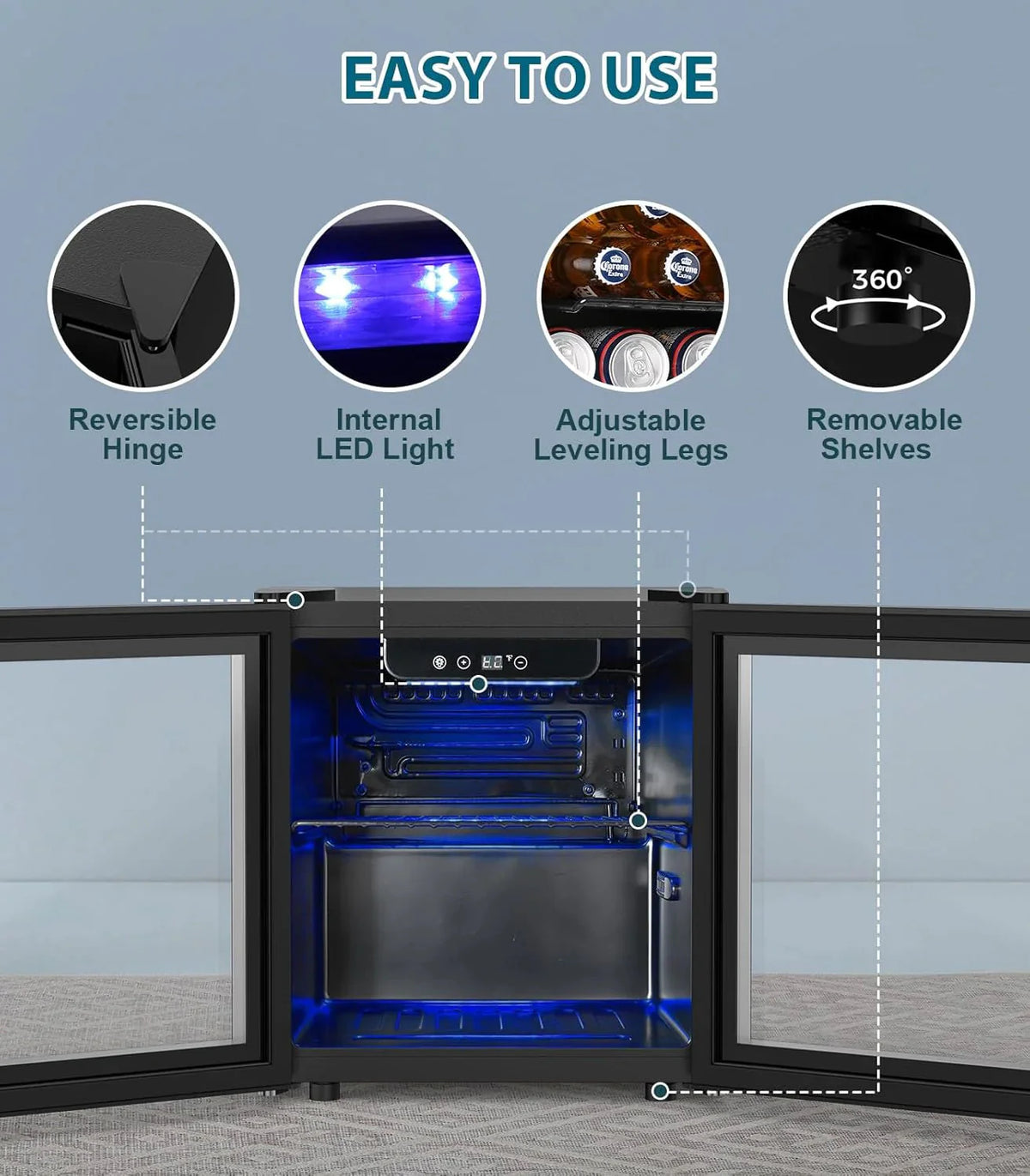 Mini Fridge 130 Can Beverage Refrigerator Cooler, 3.2 Cu.Ft Drink Fridge for Soda Wine Beer, Adjustable Temperature Control for Home Office, Black - image 41