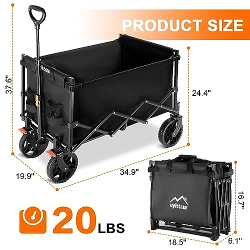 Uyittour Collapsible Wagon Cart Heavy Duty Foldable, Utility Grocery Wagon for Camping Sports Shopping - image 3