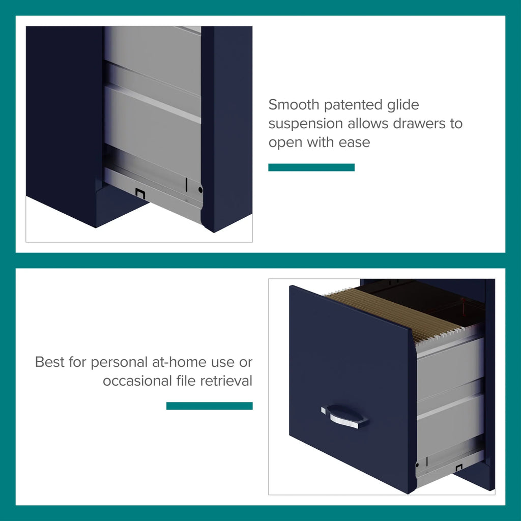 Space Solutions 18" Deep 3 Drawer Smart Letter Width Vertical File Cabinet, Navy - image 5