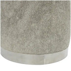 Gray Leather Patchwork Living Room Stool with Silver Metal Base - Roche River Decor - image 9