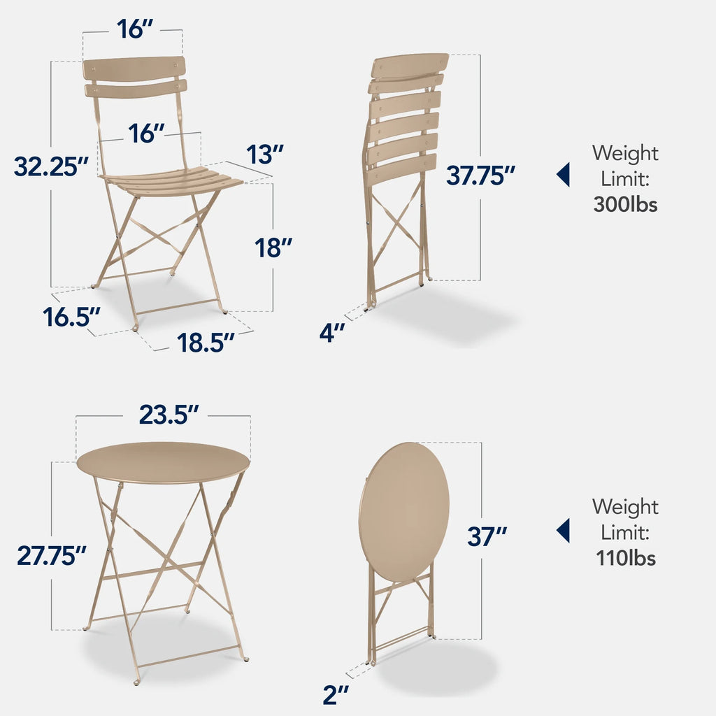 Best Choice Products 3-Piece Small Bistro Set, Folding Patio Furniture Set of 2 Chairs and Table - Black - image 165