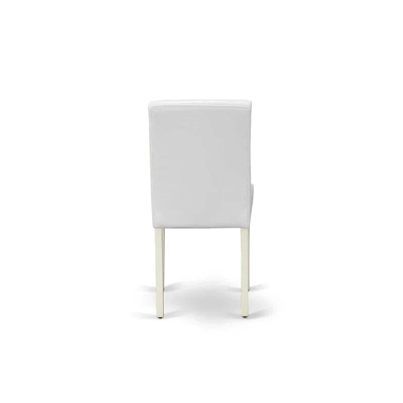 East West Furniture Round Dining Table Set - Kitchen Table with White Faux Leather Parson Chairs in Linen White (Various Piece Options) - image 7