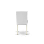 East West Furniture Round Dining Table Set - Kitchen Table with White Faux Leather Parson Chairs in Linen White (Various Piece Options) - image 7
