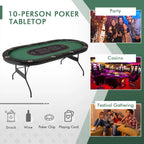Costway Foldable, USB Ports, LED Lights 10 Player Poker Table, Blue/Black - image 15