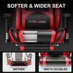 GTRACING Gaming Chair, Ergonomic Office Desk Chair with Lumbar Support, PU Leather, Footrest & Adjustable Headrest, Red - image 8