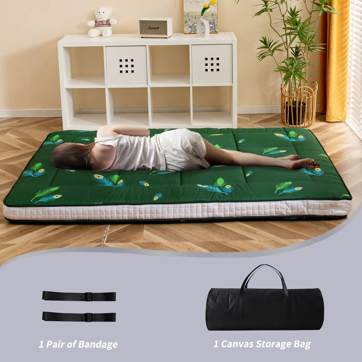 Extra Thick Futon Floor Mattress, Padded Japanese Folding Roll Up Mattress Sleeping Pad, Foldable Camping Portable Mattress Shikibuton - image 2