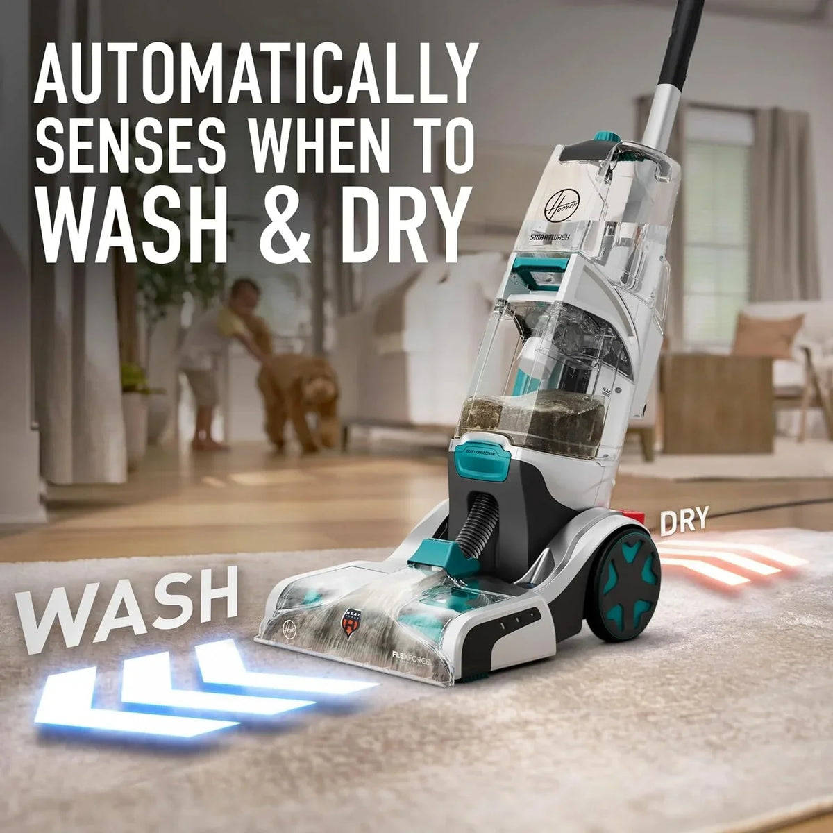 Hoover SmartWash+ Automatic Carpet Cleaner for Carpets and Upholstery, Deep Cleaning Carpet Shampoo, Carpet Deodorizer and Pet Stain Remover FH52000, Turquoise - image 7