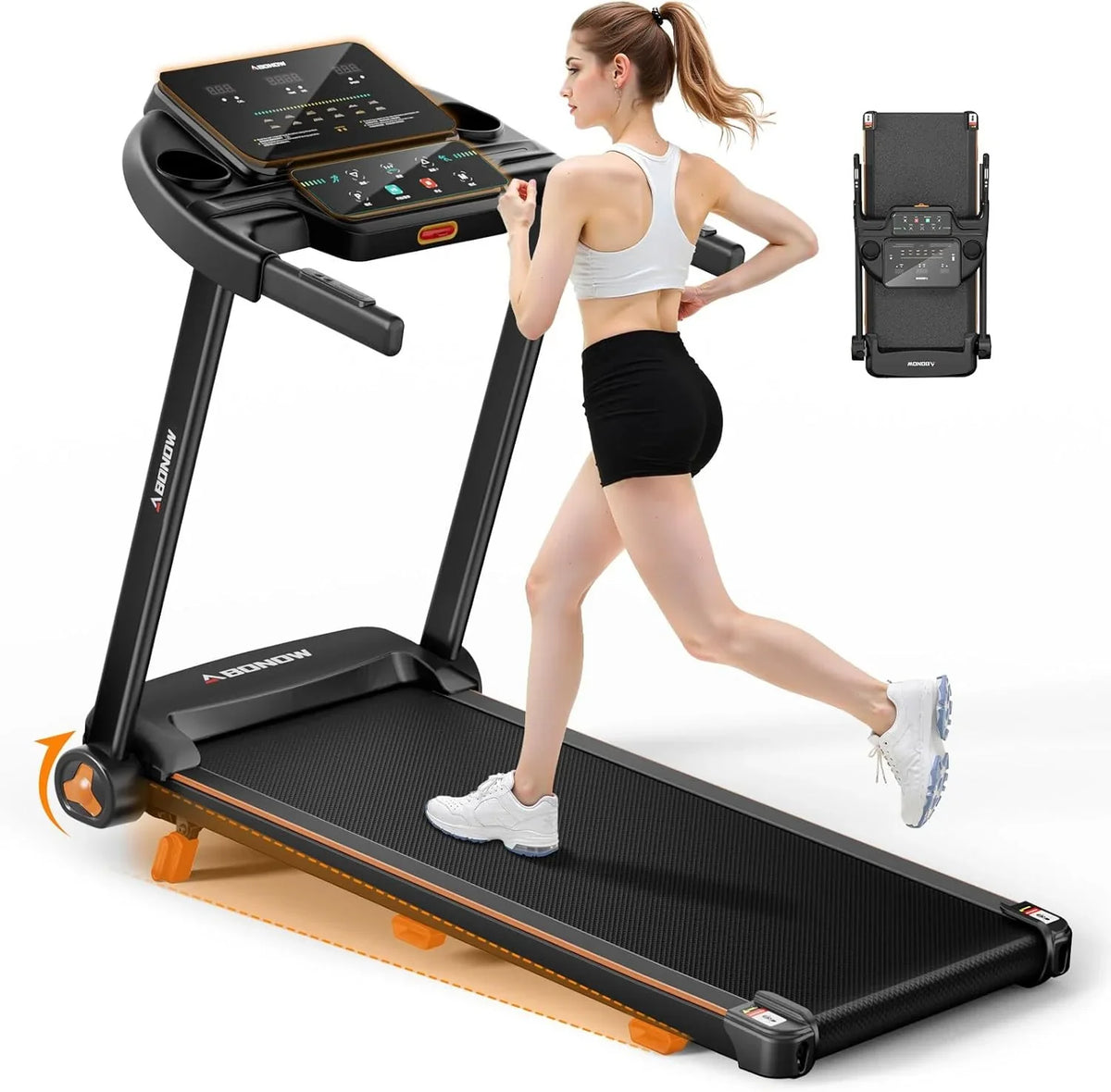Foldable Treadmill for Home with Incline Extra Large Dual LED Screen Home Office Treadmills - image 1
