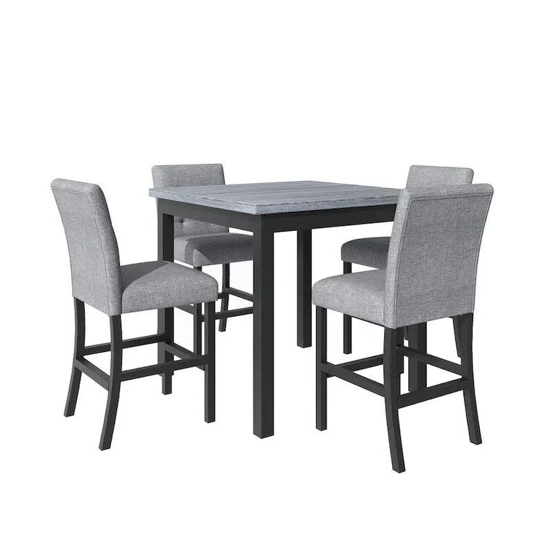 5 Piece Counter Height Dining Set, Wood Dining Table Set with Rectangle Table and 4 Upholstered High Back Chairs - image 8