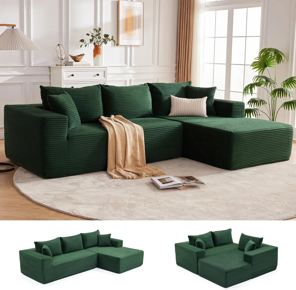 110 Cloud Sectional Couch, Boneless Sofa for Living Room Modular Sectional Sofa with Deep Seat - image 1