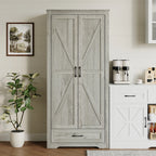 YouTrend 69" Tall Kitchen Pantry,Farmhouse Storage Cabinet with 2 Barn Doors 4 Adjustable Shelves and Large Drawer for Dining Room,Living Room,Bathroom,White - image 17