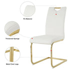 4-Piece Modern Faux Leather Dining Chair Set with Gold Metal Legs and Padded Seats - image 5