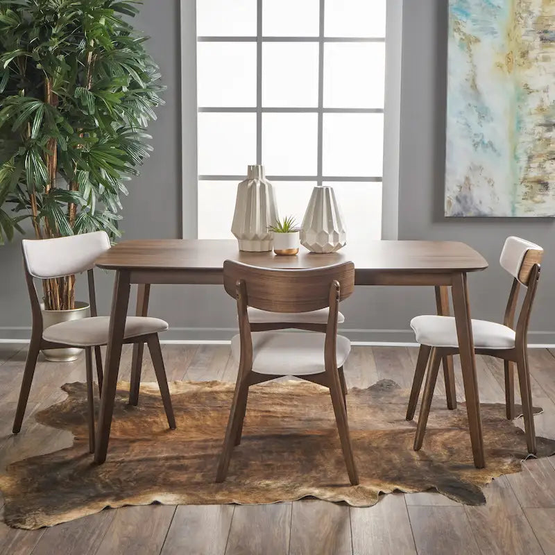 Christopher Knight Home Alma Mid-Century 5-Piece Wooden Rectangular Dining Set - image 8