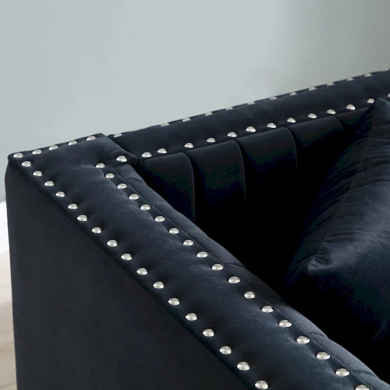 Modern Velvet Loveseat with Vertical Channel Tufting - 61.4 x 28 x 28 inches - image 6