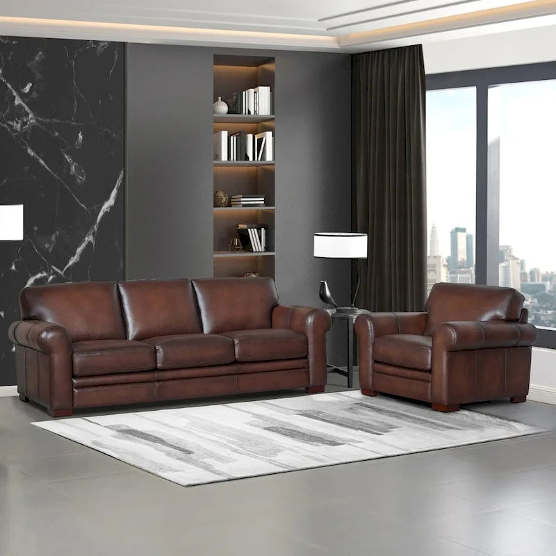 Hydeline Brookfield Premium Top Grain Leather Sofa and Chair Set - image 2