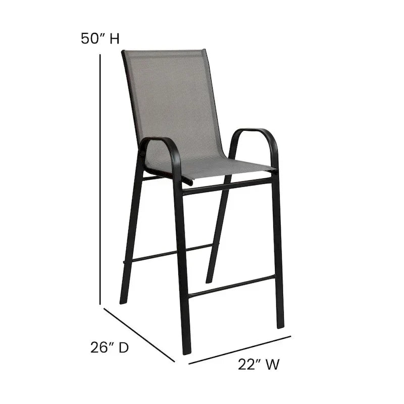 Set of 4 Outdoor Barstools with Flexible Comfort Material - Patio Seating - image 23