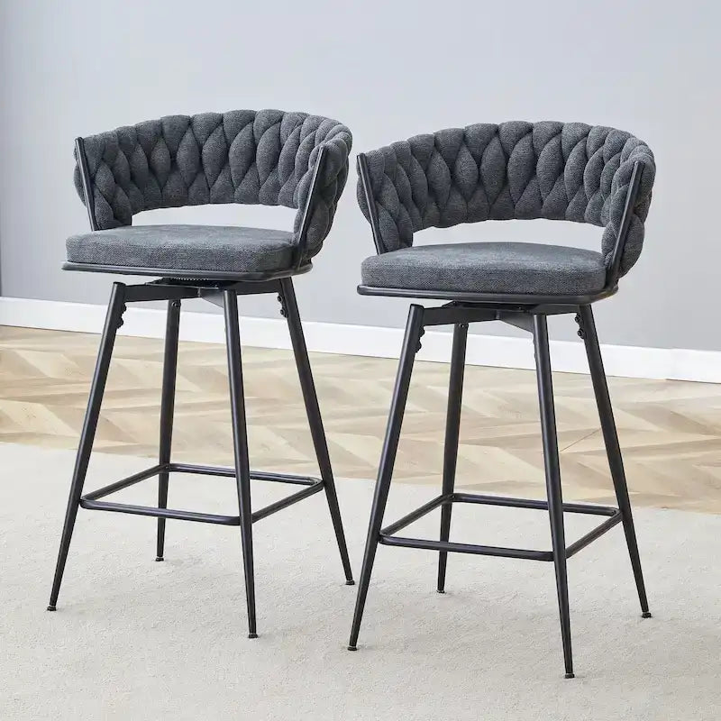 Pair of Swivel Bar Stools with Comfortable Linen Cushions - Counter Height Seating for Kitchen Islands, Dining Areas, or Pubs - image 5