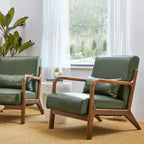 Glitzhome Set of 2 Mid-Century Modern PU Leather Accent Chairs - 30.75H with Cushions (25.75W x 33.75D) - image 9